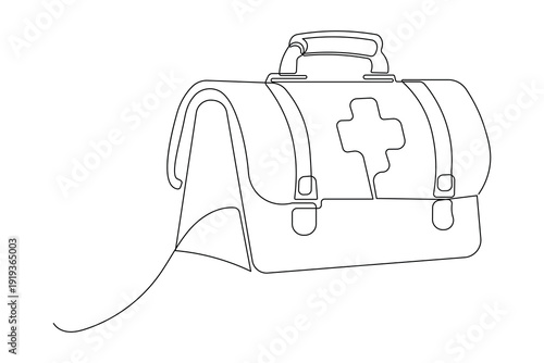 Modern doctor briefcase icon simple outline single line art illustration isolated tool