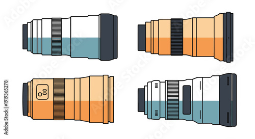 Tableau sur toile Telephoto Lens Line minimal creative color illustration