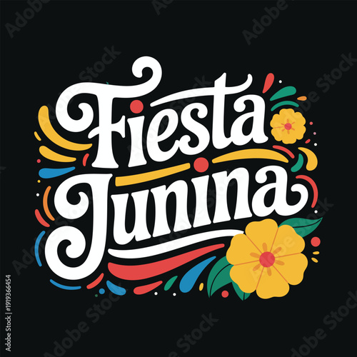 Festa Junina Floral Typography Vector