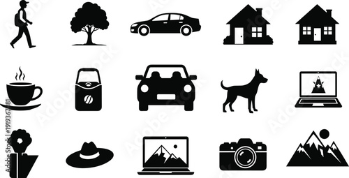 Lifestyle activity silhouette icon illustration, balanced living artwork, wellness design vector, leisure composition, modern lifestyle symbol, everyday concept