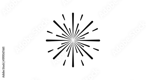 Abstract black burst design on a plain white background