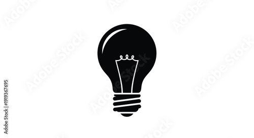 Simple black silhouette of a traditional incandescent light bulb