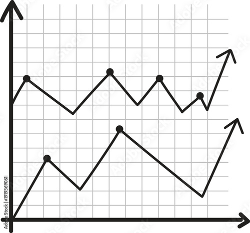 Hand-Drawn Financial Line Graph Showing Market Trends