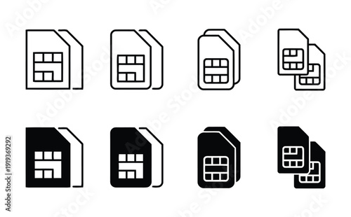Dual sim card icons for mobile telecommunication and network settings