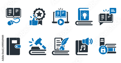 Education and learning icons for online courses and knowledge