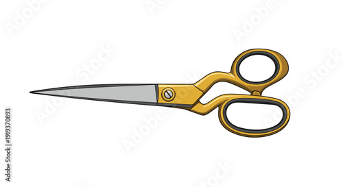 Elegant pair of gold-handled scissors with sharp silver blades, a timeless cutting tool representing precision, craftsmanship, and the art of tailoring and design.