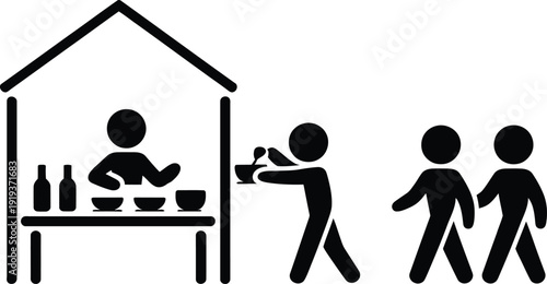 A person serving food to others at a community event or gathering.