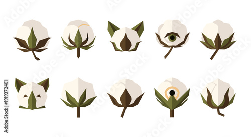 Collection of various stylized plant and leaf illustrations