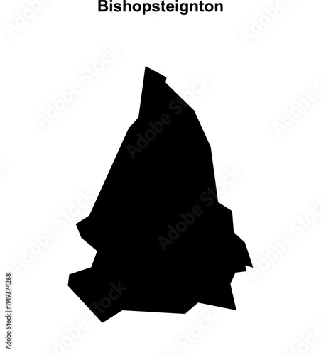 Bishopsteignton (England) blank outline map