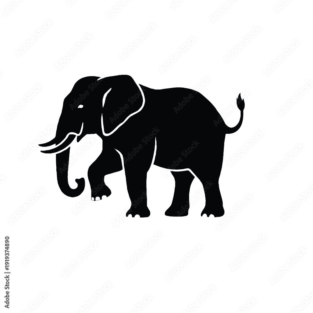 Fototapeta premium Black Elephant Silhouette Vector Design 