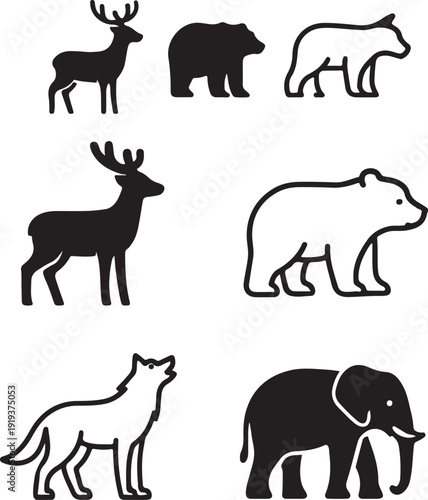 Isolated Wild Animal Silhouette Illustration poster, Wild Animal Silhouette Illustration design, Wild Animal Silhouette Illustration graphic, Jungle Animal Protection Awareness Graphic