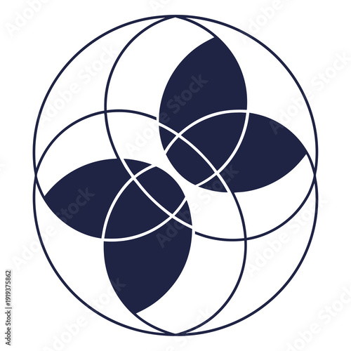 Minimalist abstract design: a solid circular core slightly separated from an outer ring, suggesting balance and focus.