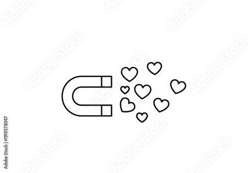 Magnetic Attraction Symbol Drawing of Horseshoe Magnet Pulling Hearts Towards It Representing Love Affection Connection And Relationships