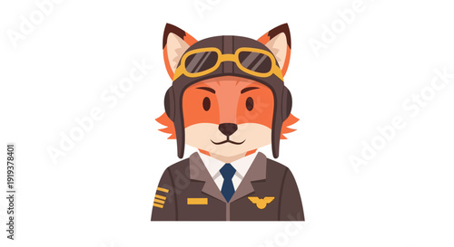 Cartoon fox character dressed as a pilot with aviator goggles and uniform.