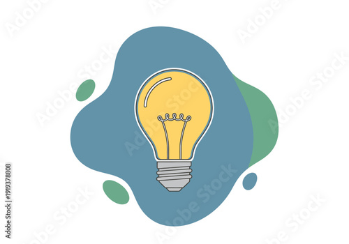 Creative Light Bulb Concept Glowing Brightly Against Organic Abstract Shapes Representing New Ideas and Innovation Discovery
