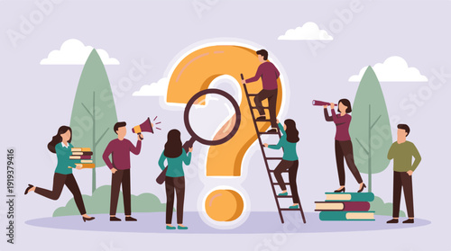 Group of people exploring, researching, and seeking answers to questions