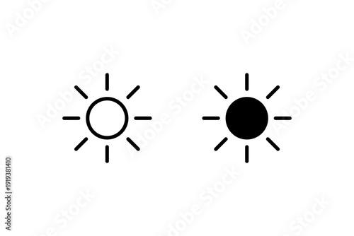 Sun Icon Set Vector Editable Stroke
