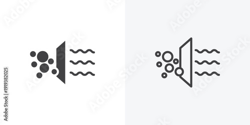 Air purification icon vector sign symbol isolated on white. Stroke and clipart style