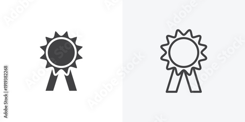 Badge icon vector sign symbol isolated on white. Stroke and clipart style