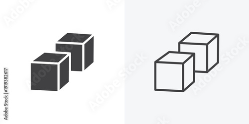 Boxes icon vector sign symbol isolated on white. Stroke and clipart style