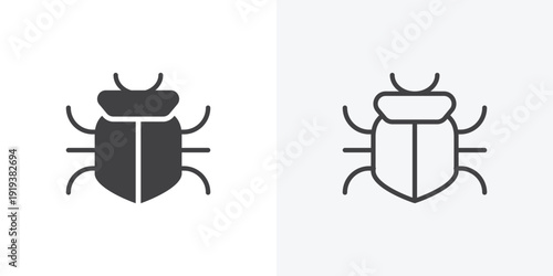Bug icon vector sign symbol isolated on white. Stroke and clipart style