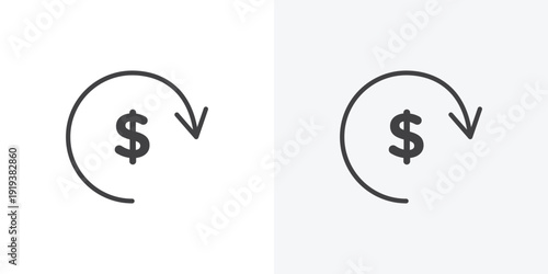 Cash flow icon vector sign symbol isolated on white. Stroke and clipart style