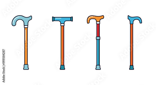 Walking Cane Line modern smooth tone vector