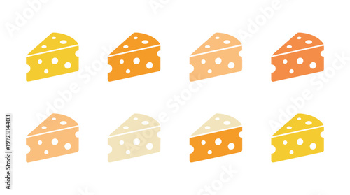 cheese wedge , flat color vector set collection , white background , PNG and SVG