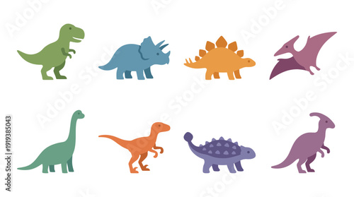 dino , flat color vector set collection , white background , PNG and SVG