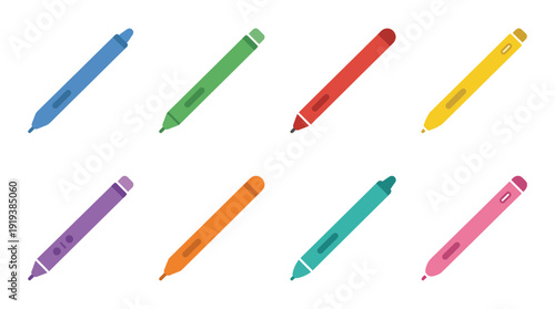 digital stylus , flat color vector set collection , white background , PNG and SVG