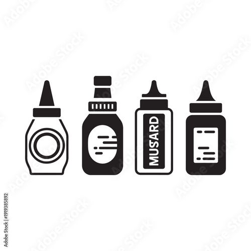 Simple black silhouette of a vintage travel trailer or camper