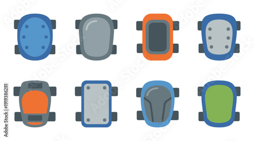 knee pad , flat color vector set collection , white background , PNG and SVG