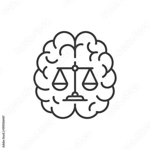 Brain with Balance Scale Representing Thoughtful Decisions