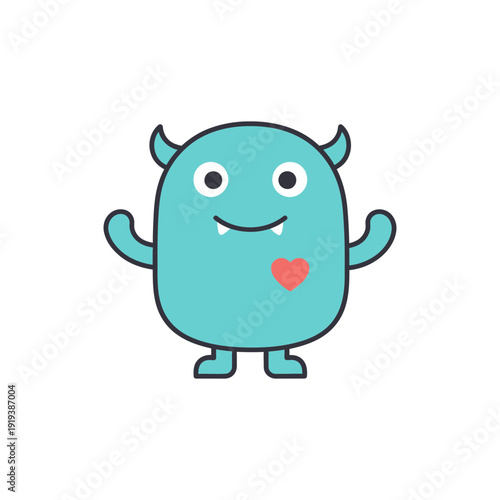 Friendly Monster with Heart Overcoming Fears Icon