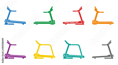 treadmill , flat color vector set collection , white background , PNG and SVG