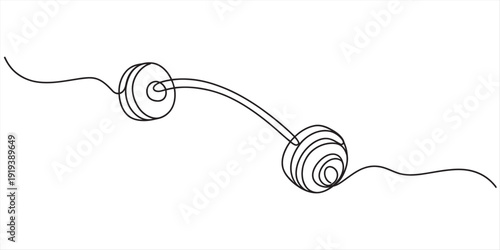 Continuous line drawing of a heavy barbell for weightlifting and fitness training exercises Vector, illustration