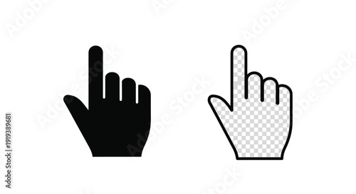 Two hand icons one solid black one with a checkered pattern