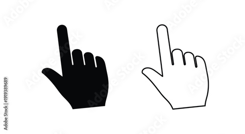 Two hands pointing one black and one white in a simple graphic