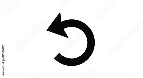 Simple black curved arrow indicating a return or reverse direction