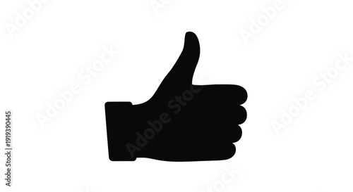 A simple black silhouette of a hand displaying a thumbs up gesture