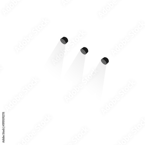 Isometric 3D Ceiling Spotlights with Light Beams - Interior Lighting Decoration