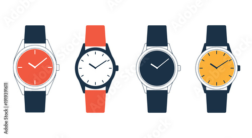 Watch Line art flat abstract color vector