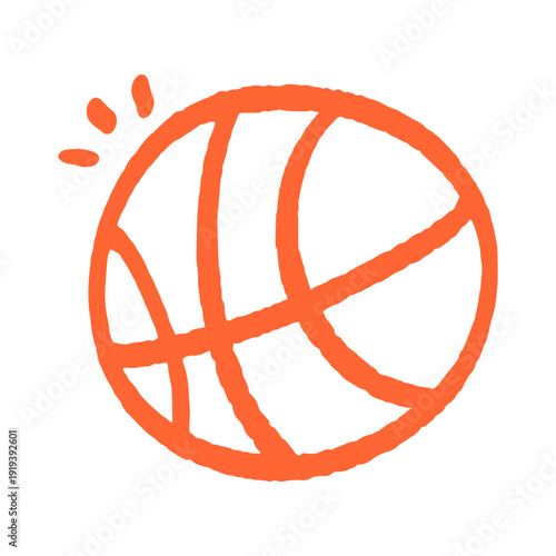 Orange Basketball Outlines. Simple Hand Drawn Sport Icons for Minimalist Coaching Design.