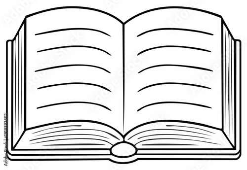Open Book Illustration Vector Reading Educational Concept Outline