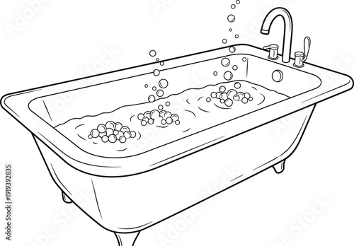 Bathtub Filled with Bubbles Water