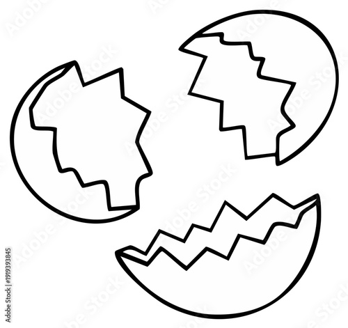 Cracked Eggshell Outline Drawing Representing Broken Beginning or Fragility Simple and Clean Minimalist Style