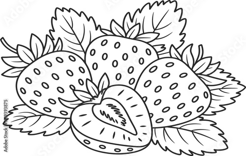 Vector illustration of assorted fruits and vegetables in a colorful simple style