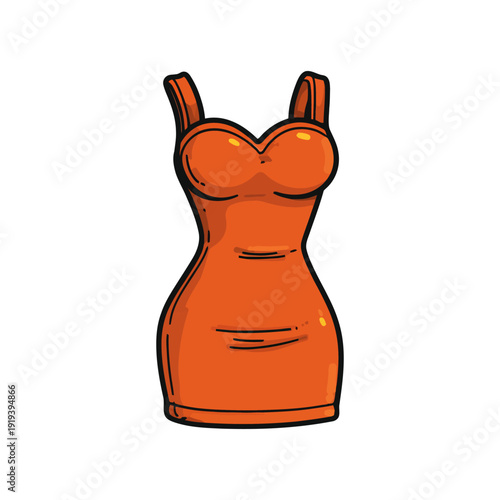 Orange Dress Fashion Illustration with a Sleek Vibrant Design
