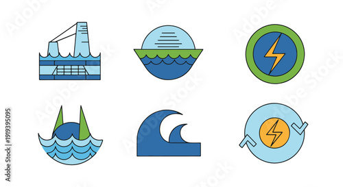 Water Energy Line color unique design abstract clean tone illustration