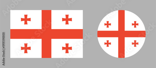 Georgia flag circle, rectangle shape templates. Georgian country flag badges. National emblem round, rectangular icons set.